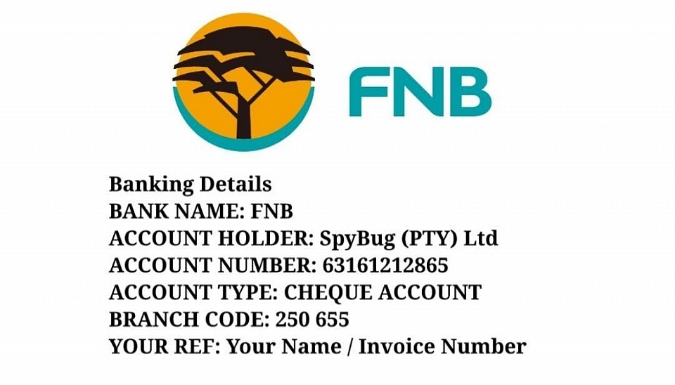Mail proof of Payment to info@spybug.online
